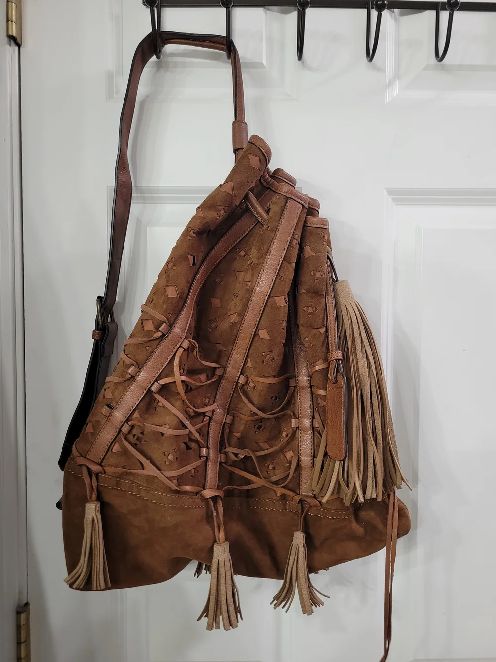 Not Rated Brown Leather Accent Handbag Interior Detail